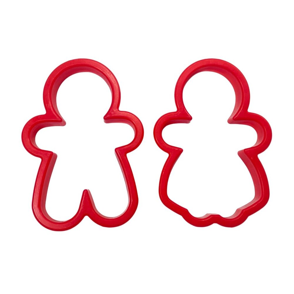 Gingerbread Man & Woman Red Cookie Cutter Set Vintage